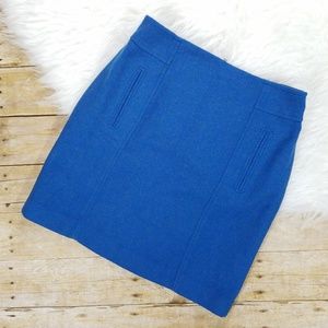 Talbots Blue Wool Blend Skirt Faux Pockets